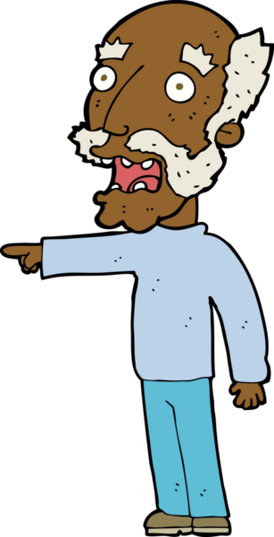 Çizgi filmdeki korkak yaşlı adam bir insan tarafından çizilmiş.