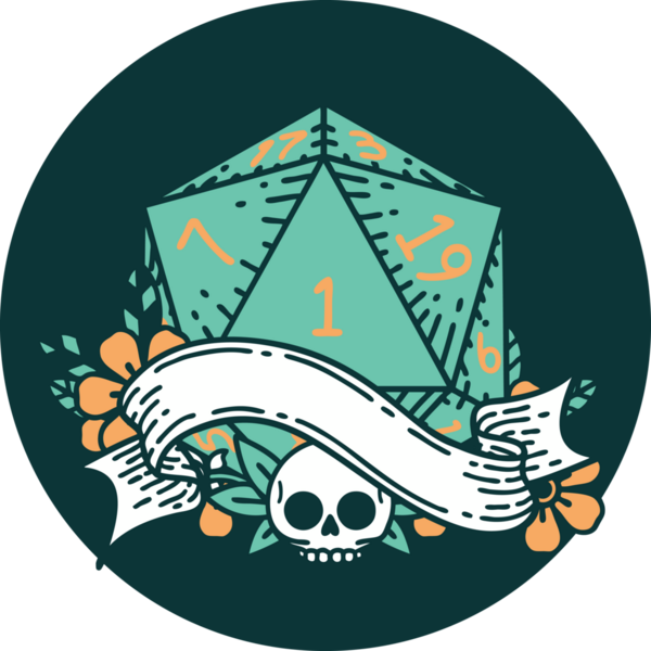 Bir insan tarafından çizilen bir d20 zar atma ikonu