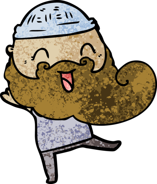 Bir insan tarafından çizilmiş mutlu sakallı adam.