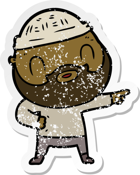 Bir insan tarafından çizilmiş sakallı bir adamın sıkıntılı çıkartması.