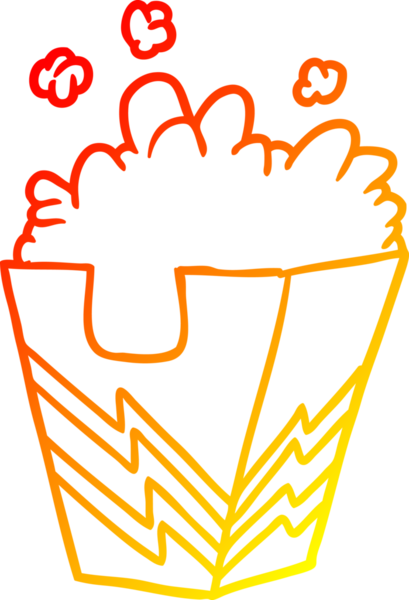 Bir insan tarafından çizilmiş patlamış mısır kutusunun sıcak gradyan çizgisi.