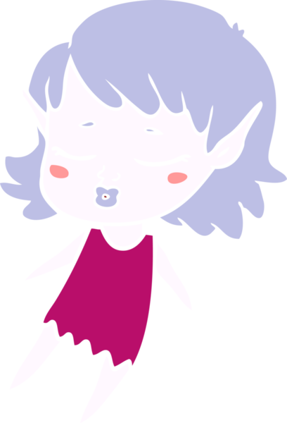 Bir insan tarafından çizilmiş düz renkli çizgi film elf kızı.