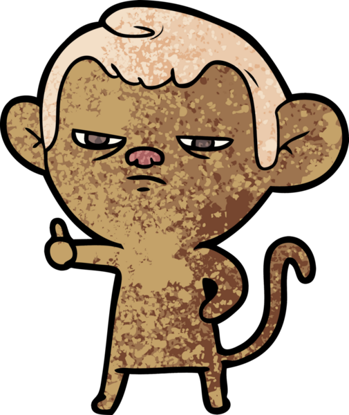 Bir insan tarafından çizilmiş sinir bozucu bir maymun.