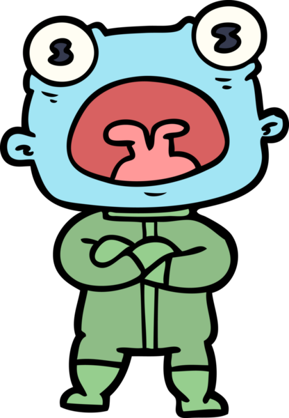 Bir insan tarafından çizilmiş garip uzaylı çizgi filmi.