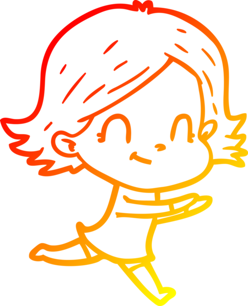 Bir insan tarafından çizilmiş, karikatür dostu bir kız çizimi.