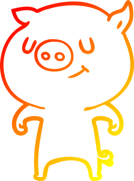 Bir insan tarafından çizilmiş mutlu çizgi film domuzu çizimi.