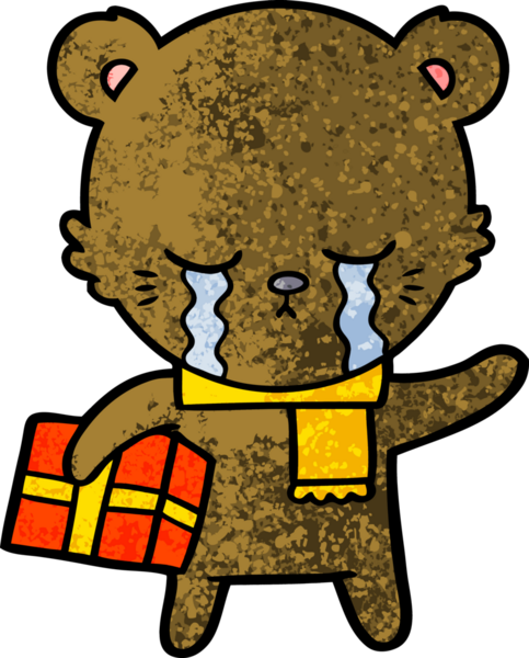 Bir insan tarafından çizilmiş ağlayan çizgi film ayısı.