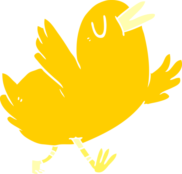 Bir insan tarafından çizilmiş düz renk çizgi film mutlu kuş