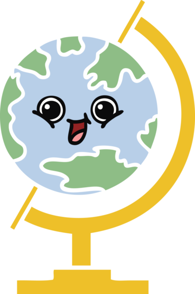 Bir insan tarafından çizilmiş dünyanın düz renkli retro karikatürü