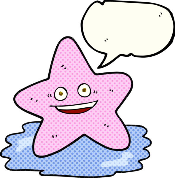Bir insan tarafından çizilmiş serbest çizilmiş çizgi roman konuşma balonu denizyıldızı.