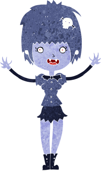 Bir insan tarafından çizilmiş vampir kız çizgi filmi.