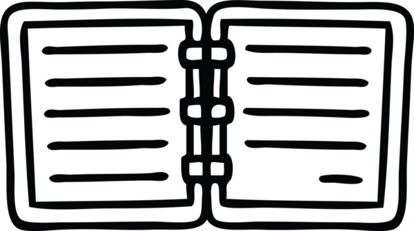 Bir insan tarafından çizilmiş açık bir günlüğün çizgi çizimi