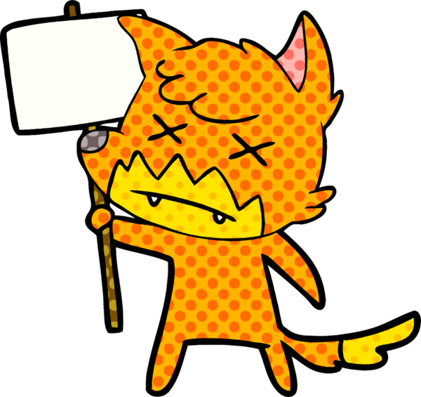 Bir insan tarafından çizilmiş protestolu ölü tilki çizgi filmi.