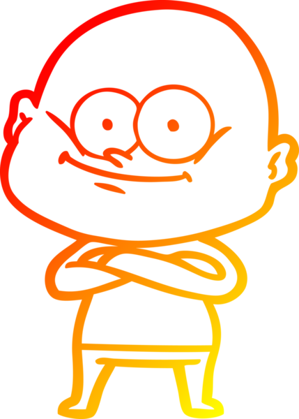 Bir insan tarafından çizilmiş kel bir adamın sıcak çizgi çizimi.