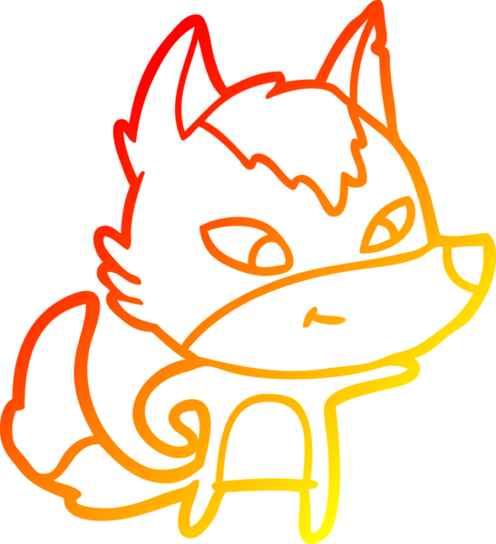 Bir insan tarafından çizilmiş dost canlısı bir kurt çizgi çizimi.