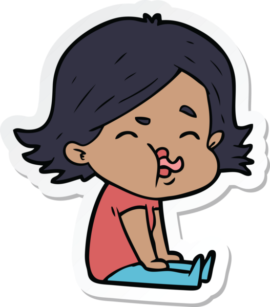 Bir insan tarafından çizilmiş bir karikatür kızının çıkartması.