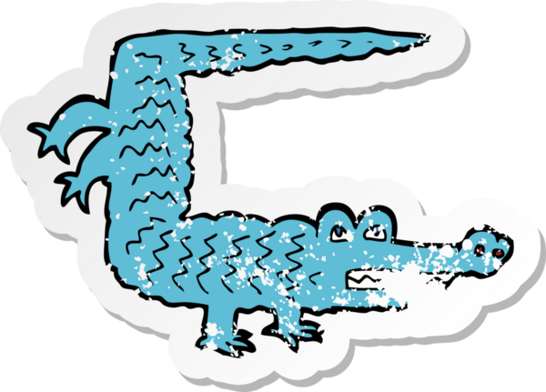 Bir insan tarafından çizilmiş timsah çizgi filminin gerilimli yapıştırması.