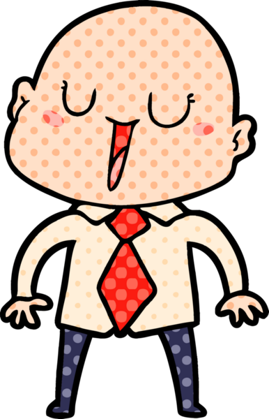 Bir insan tarafından çizilmiş mutlu, kel adam.