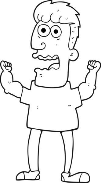 El yazısıyla çizilmiş siyah beyaz çizgi film bir insan tarafından çizilmiş adamı strese soktu