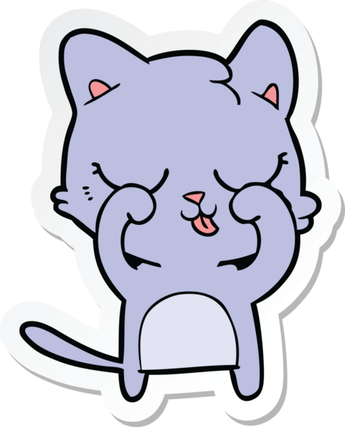 Bir insan tarafından çizilmiş çizgi film kedisinin çıkartması.