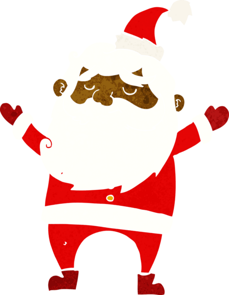 Bir insan tarafından çizilmiş mutlu noel baba çizgi filmi.