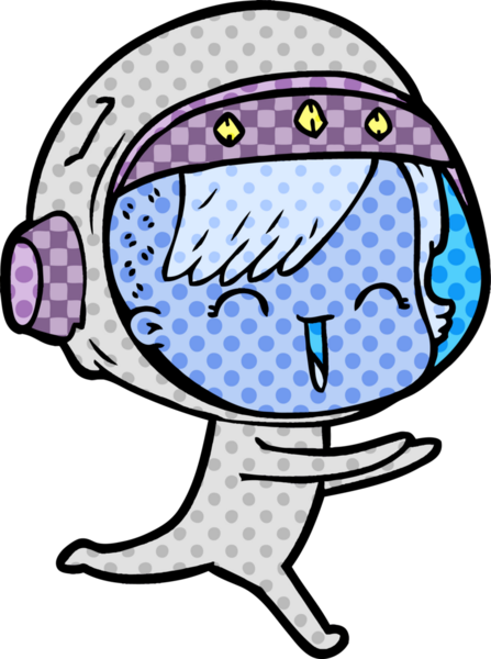 Bir insan tarafından çizilmiş mutlu uzay kızı.