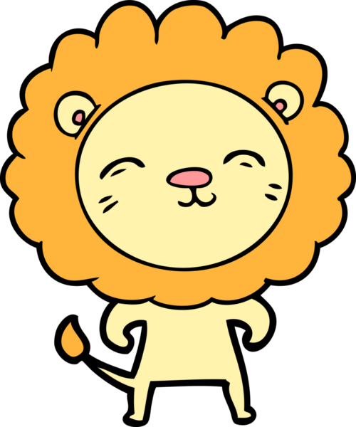 Bir insan tarafından çizilmiş çizgi film aslanı.