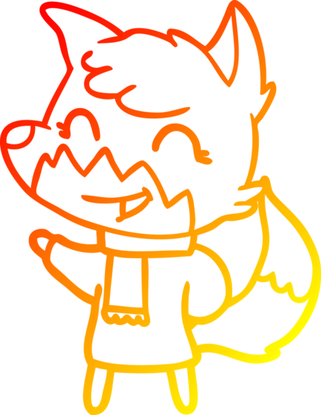 Bir insan tarafından çizilmiş mutlu bir tilkinin sıcak çizgi çizimi