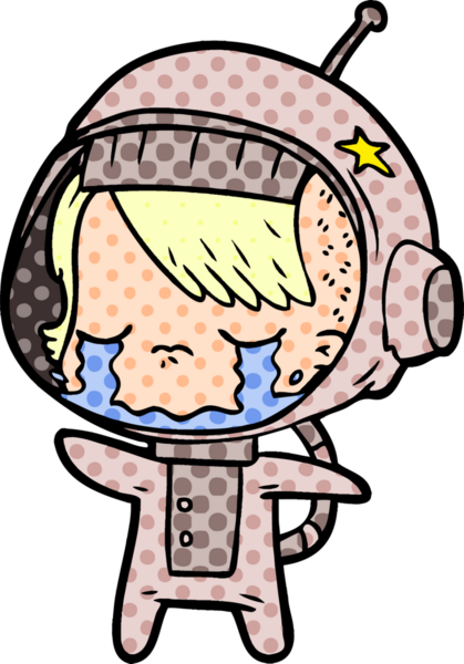 Bir insan tarafından çizilmiş ağlayan astronot kız.