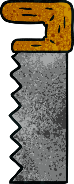 Bir insan tarafından çizilmiş metal testerenin el çizimi karikatürü.