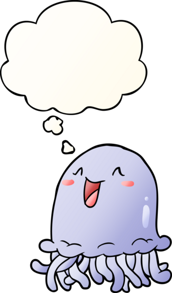 Düşünce baloncuklu çizgi film denizanası, bir insan tarafından çizilmiş yumuşak eğimli bir şekil.