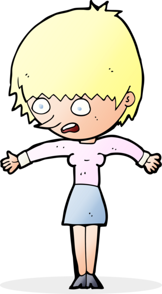 Bir insan tarafından çizilen panikleyen karikatür kadın.