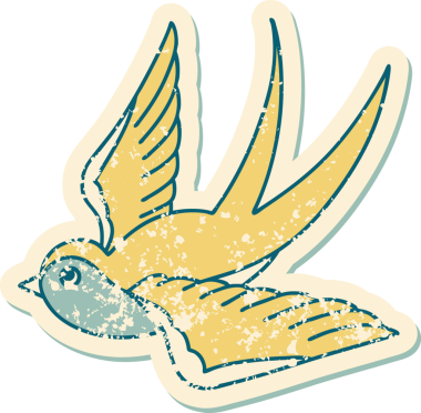 Bir insan tarafından çizilmiş bir kırlangıcın sembolik dövmesi.