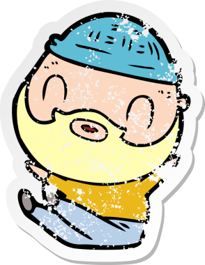 Bir insan tarafından çizilmiş sakallı bir adamın sıkıntılı çıkartması.