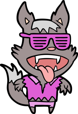 Bir insan tarafından çizilmiş süper havalı kurt adam çizgi filmi.