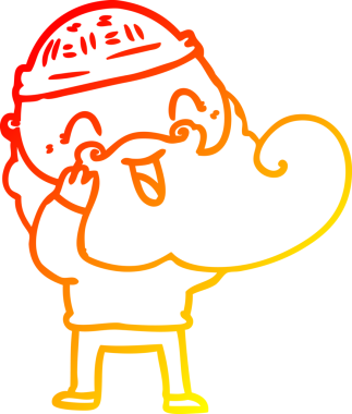 Bir insan tarafından çizilmiş mutlu sakallı bir adamın sıcak çizgisi.