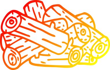 Bir insan tarafından çizilmiş bir odun yığınının sıcak gradyan çizimi