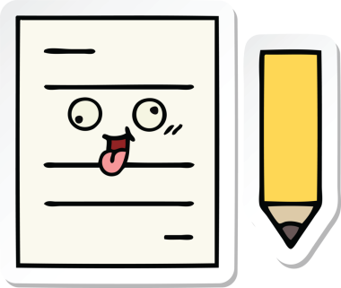 Bir insan tarafından çizilmiş şirin bir test kağıdının çıkartması.