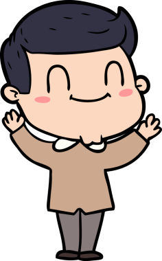 Bir insan tarafından çizilmiş çizgi film dostu bir adam.