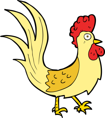 Bir insan tarafından çizilmiş bir horoz resmi.