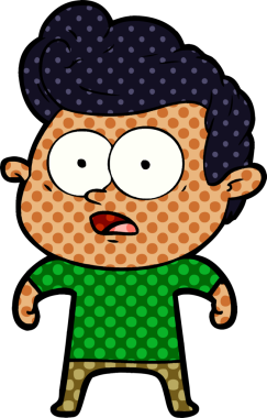 Bir insan tarafından çizilmiş çizgi film bakışlı adam.