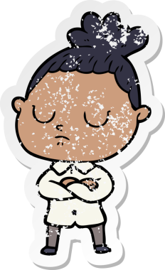 Bir insan tarafından çizilmiş sakin bir karikatür çıkartması.