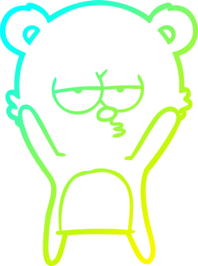 Sıkılmış bir ayı karikatürünün insan tarafından çizilmiş soğuk gradyan çizgisi