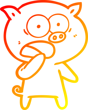 Bir insan tarafından çizilmiş bir domuz çizgi filminin sıcak gradyan çizimi