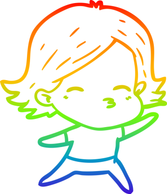 gökkuşağı gradyan çizimi bir insan tarafından çizilmiş bir karikatür kadın