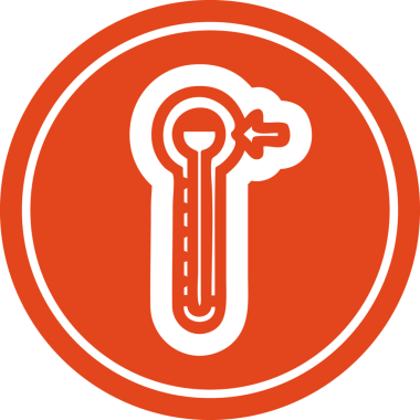 Bir insan tarafından çizilmiş yüksek sıcaklıklı dairesel simge