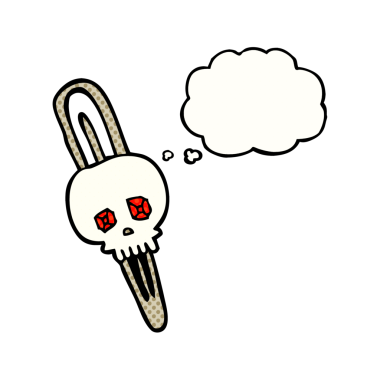 Bir insan tarafından çizilmiş serbest çizim baloncuk kafatası saç tokası.