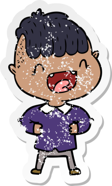 Bir insan tarafından çizilmiş üzgün, mutlu bir çocuğun çıkartması.