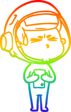 Bir insan tarafından çizilen gökkuşağı gradyan çizimi stresli astronot