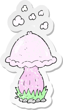 Bir insan tarafından çizilmiş bir mantar desenli karikatür yapıştırması.